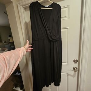 Elegant Lands End 3X Black Faux Wrap Dress